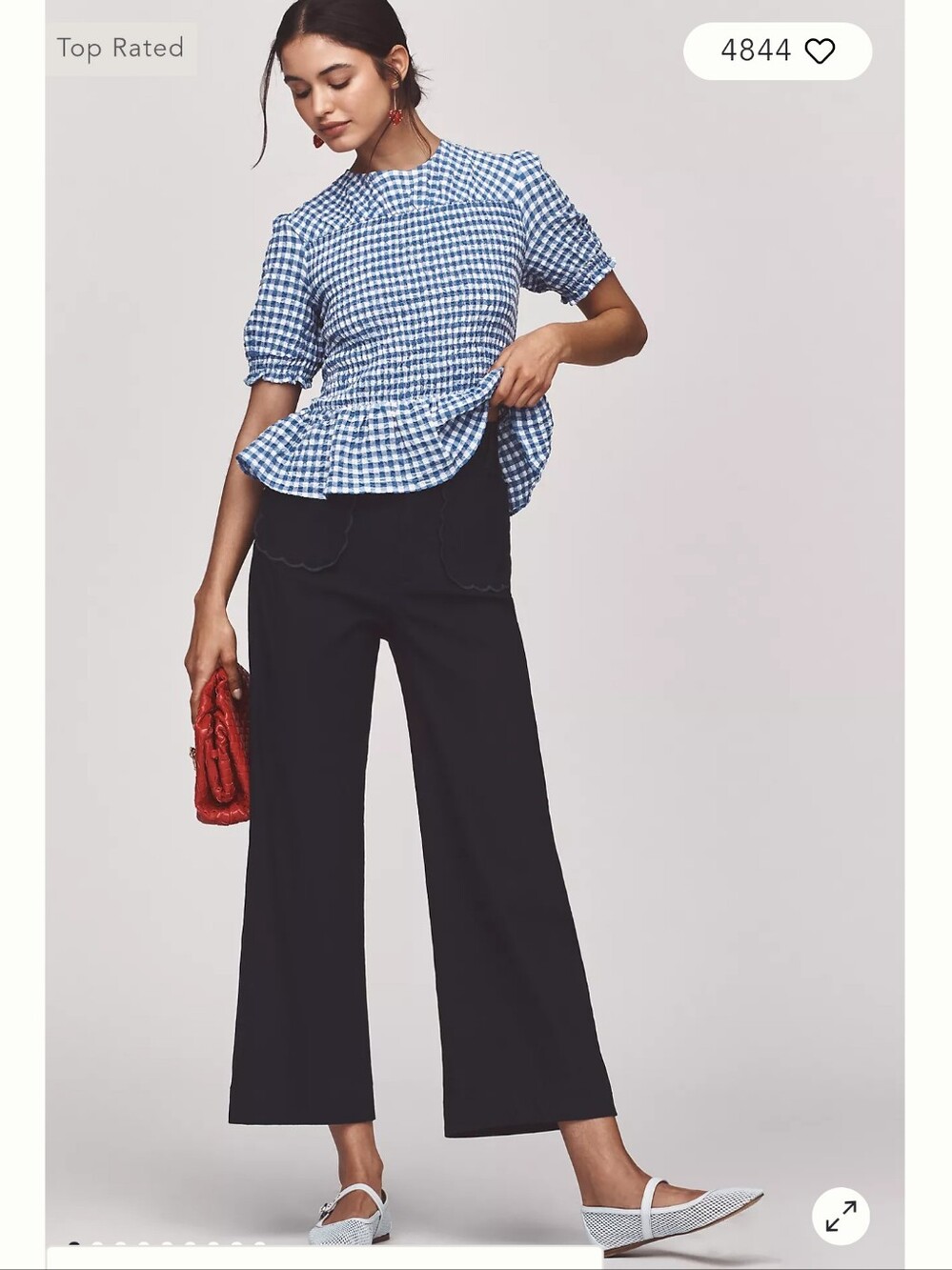 Maeve Colette Magic Fabric Scallop Pocket Pants In Navy Ink EUC